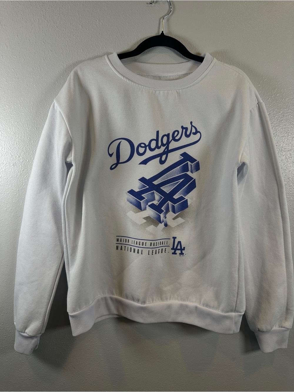 Los Angeles Dodgers MLB White Blue 3D Graphic Crewneck Sweatshirt Retro
